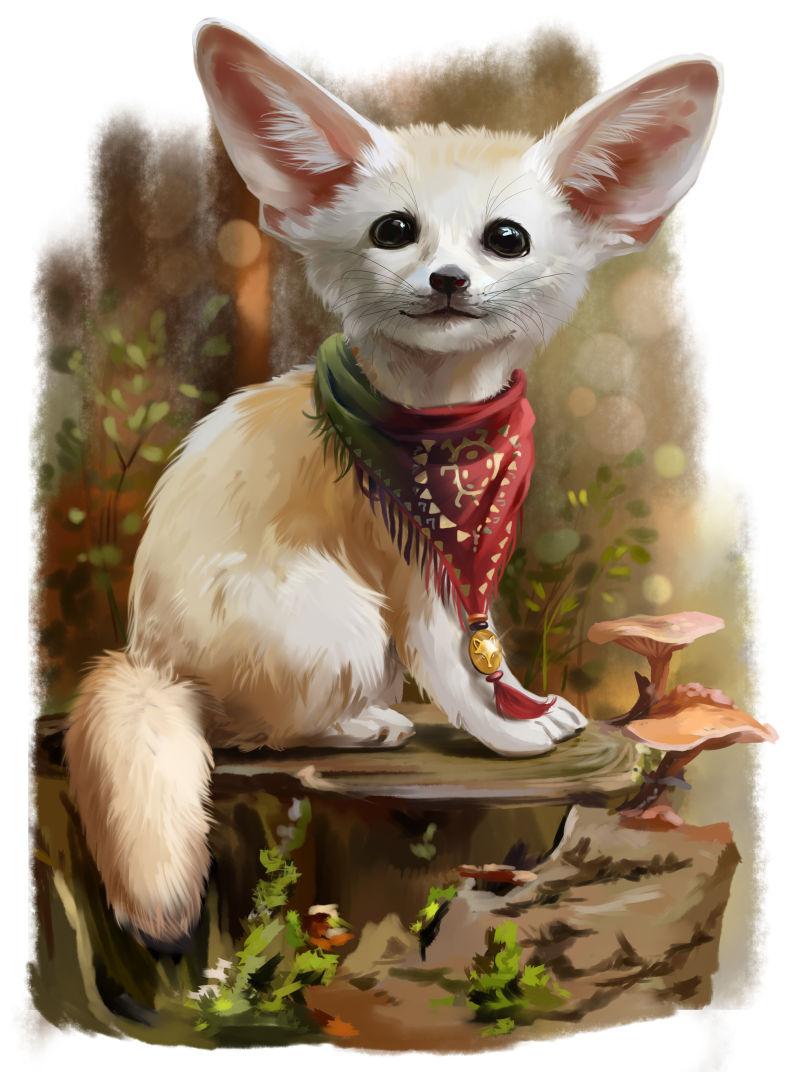 可爱的水彩卡通狐狸图案