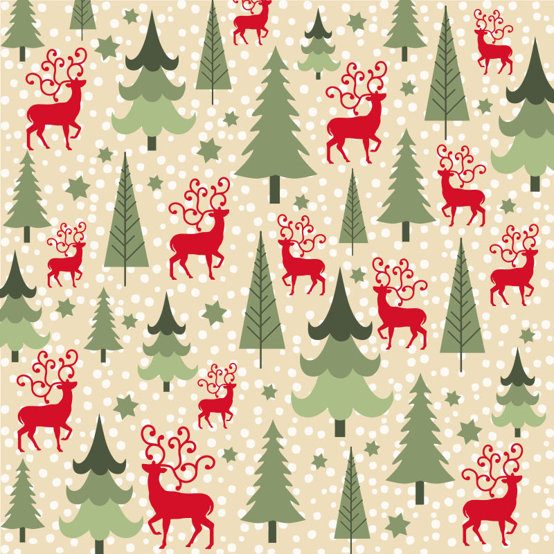 无缝麋鹿和圣诞树
