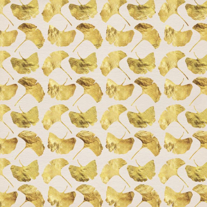 摆放整齐的金黄色银杏树叶背景