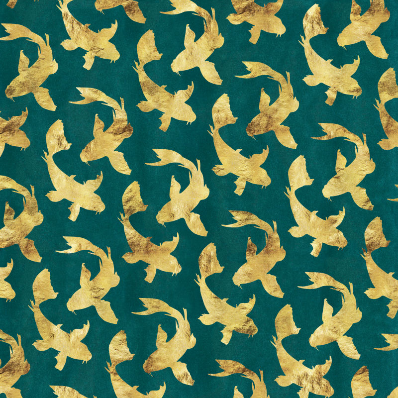 锦鲤图案水彩纹理