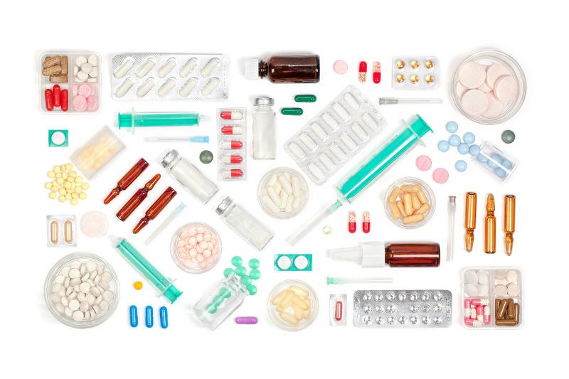 白色背景下各种药物