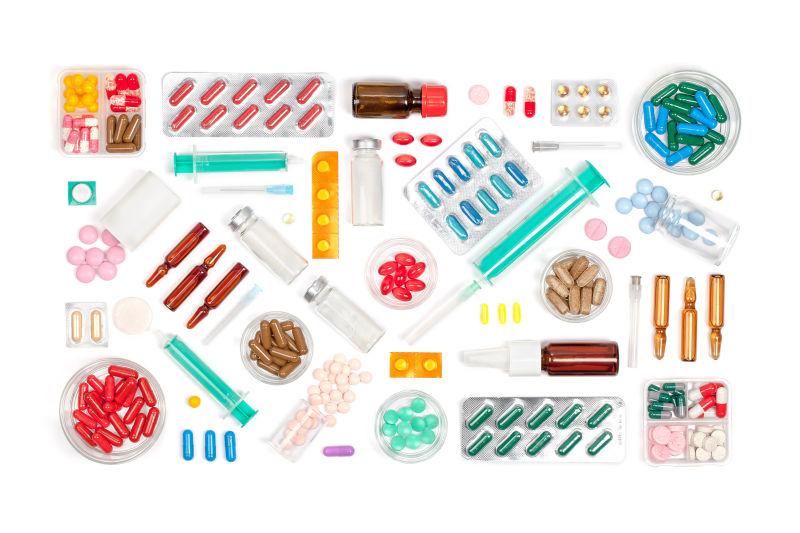 各种颜色的胶囊药物