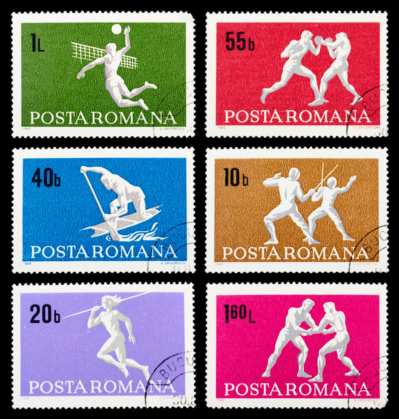 一套体育游戏盒邮票