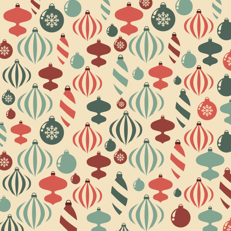 多种圣诞元素无缝背景