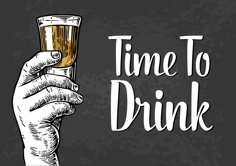 灰色背景下拿着酒杯的手设计