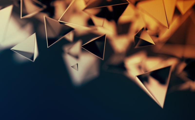 暗金色混沌低多边形的三维绘制背景