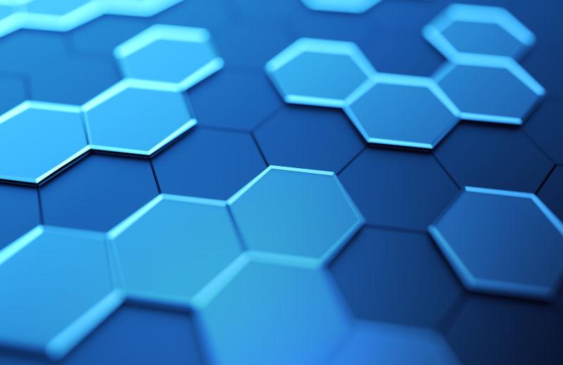 蓝色六边形渲染背景