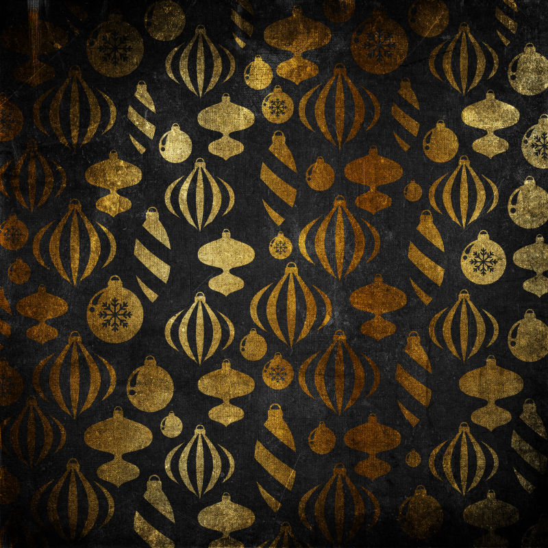 圣诞元素黑底无缝背景