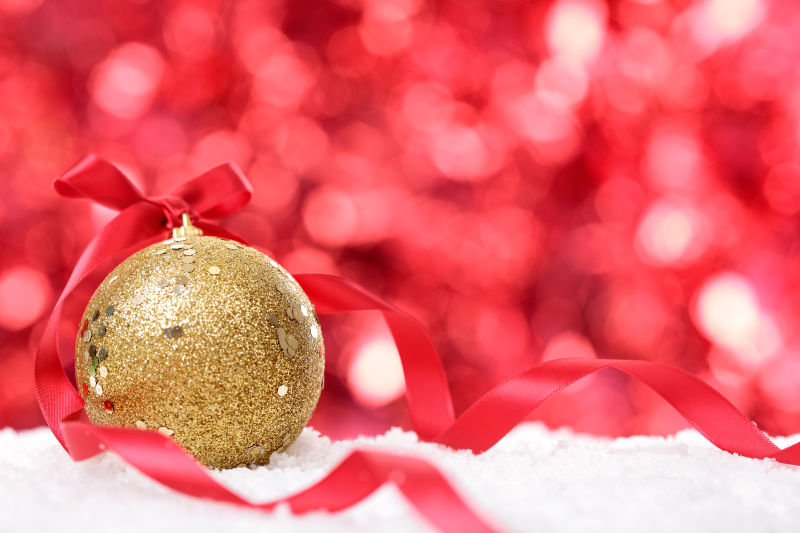 圣诞节铃铛有红色彩带