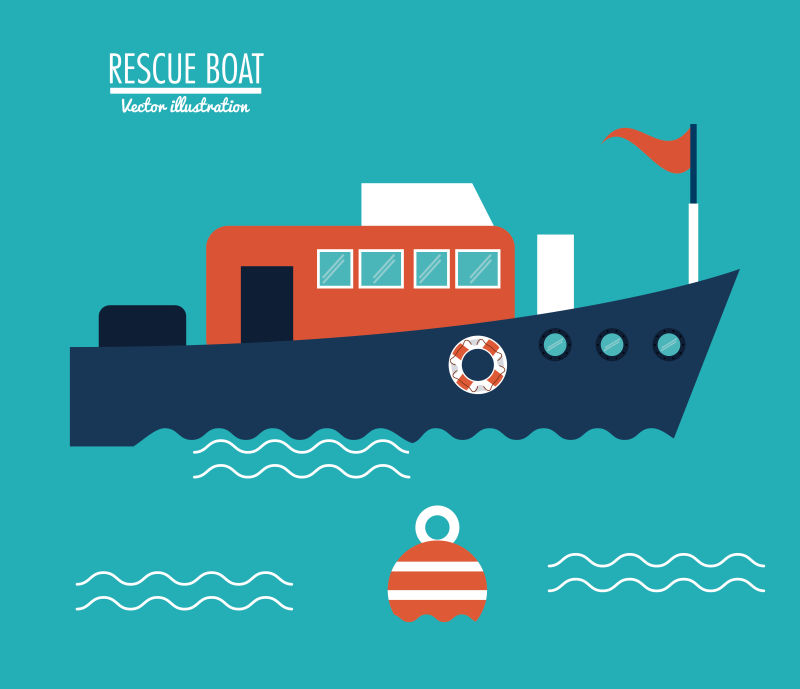 矢量卡通急救船只图标插图
