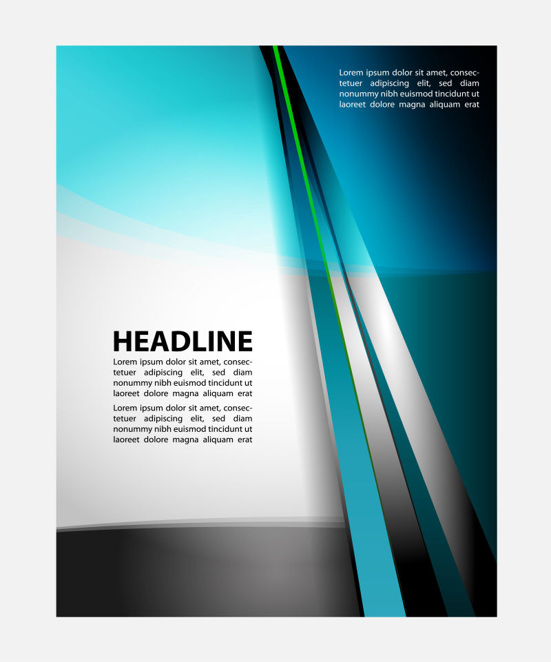 矢量蓝与黑的抽象商业小册子