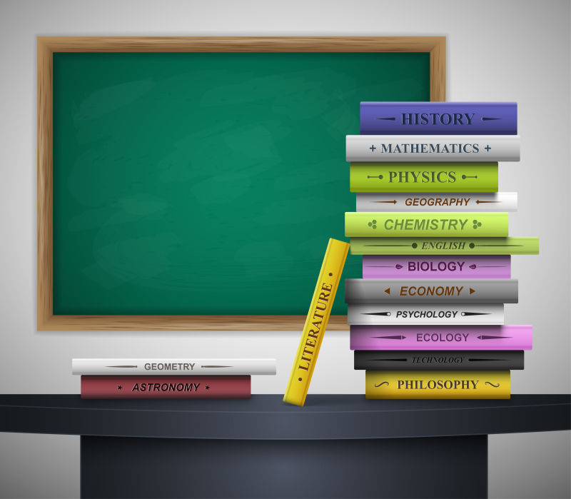 讲台上的书籍矢量