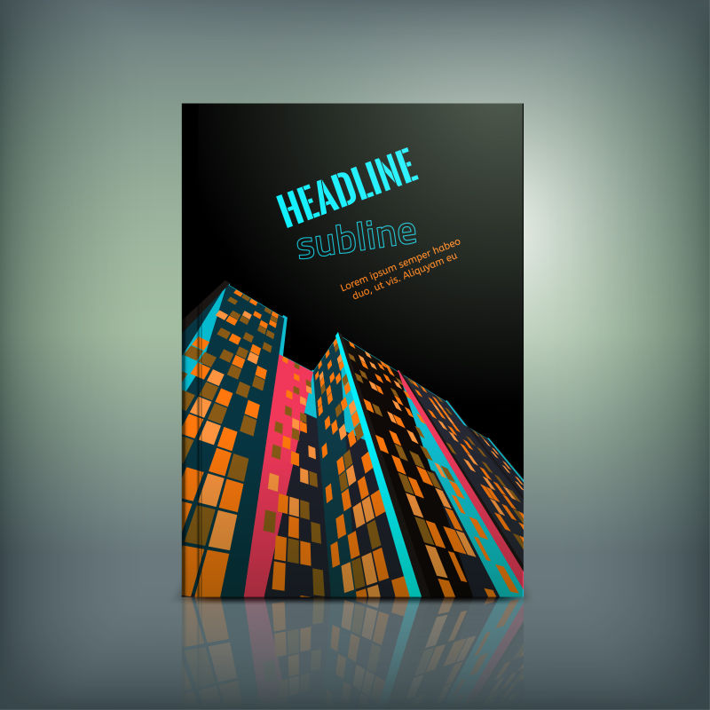 矢量彩色色块的商业手册封面设计