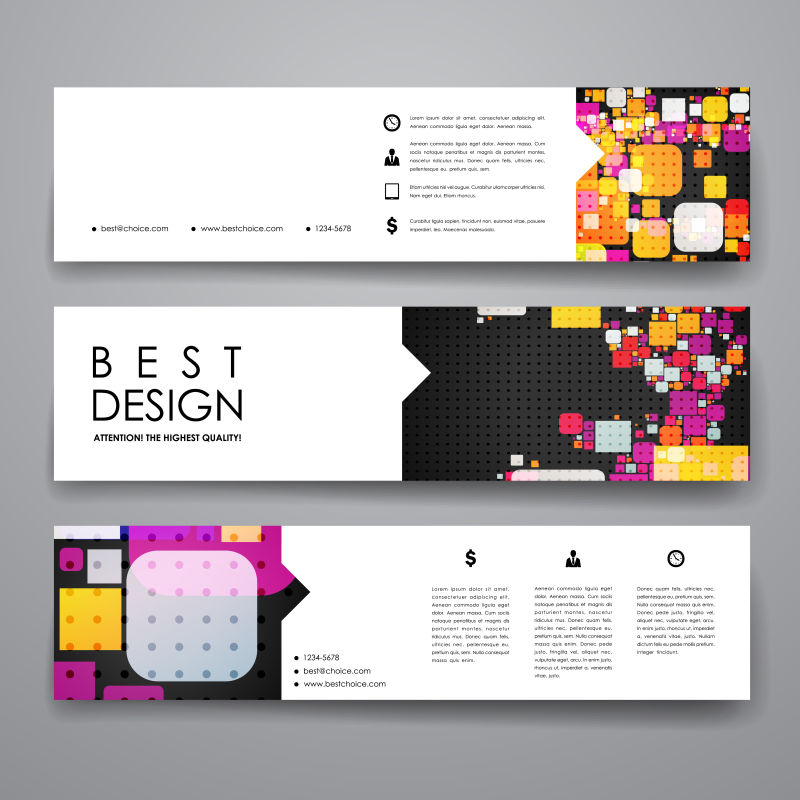 矢量的彩色矩形图案横幅设计