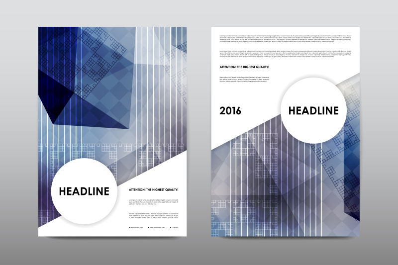 矢量蓝色几何抽象科技感的宣传册设计