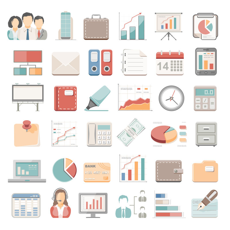 矢量的金融扁平图标设计