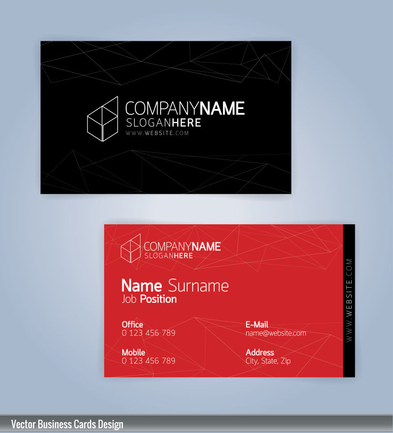 矢量红色黑色的现代名片设计