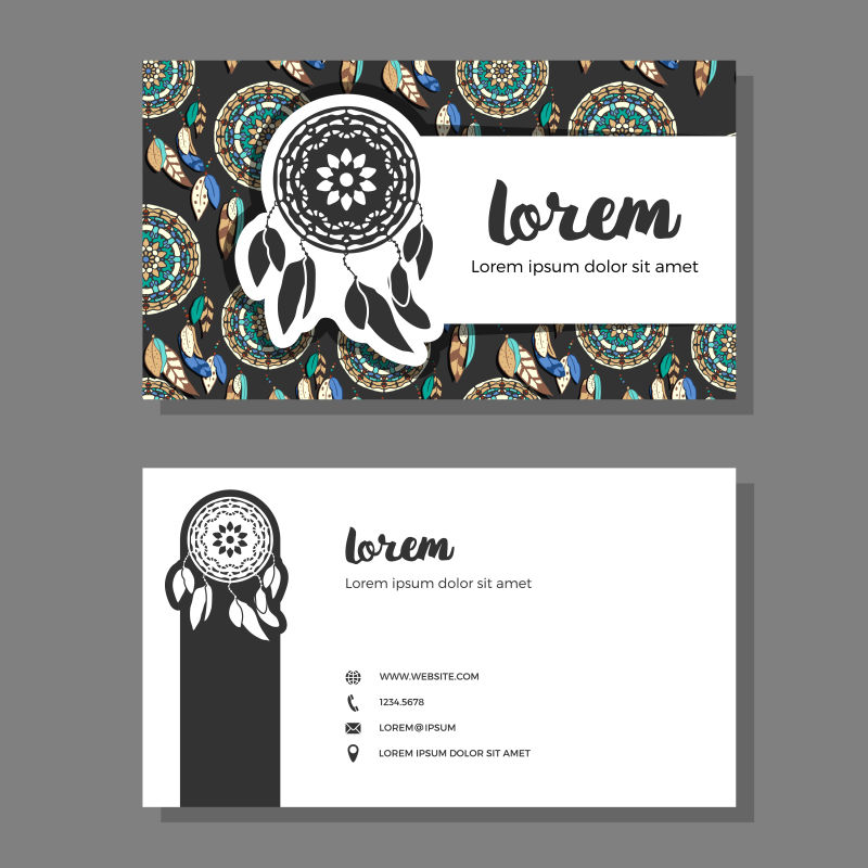 矢量梦幻捕梦网元素的名片设计