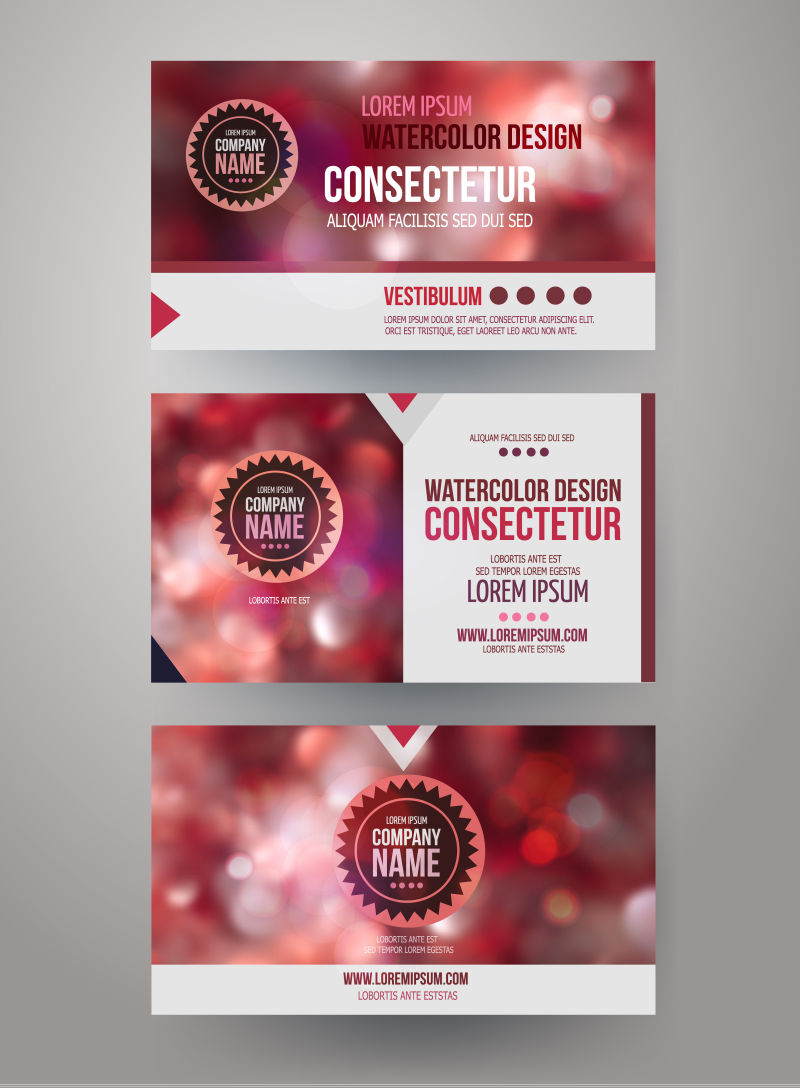 矢量模糊背景的红色名片设计