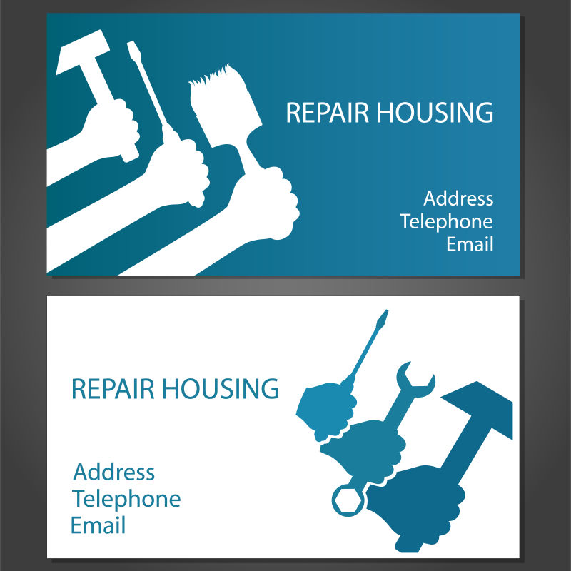 创意矢量维修工元素的名片设计