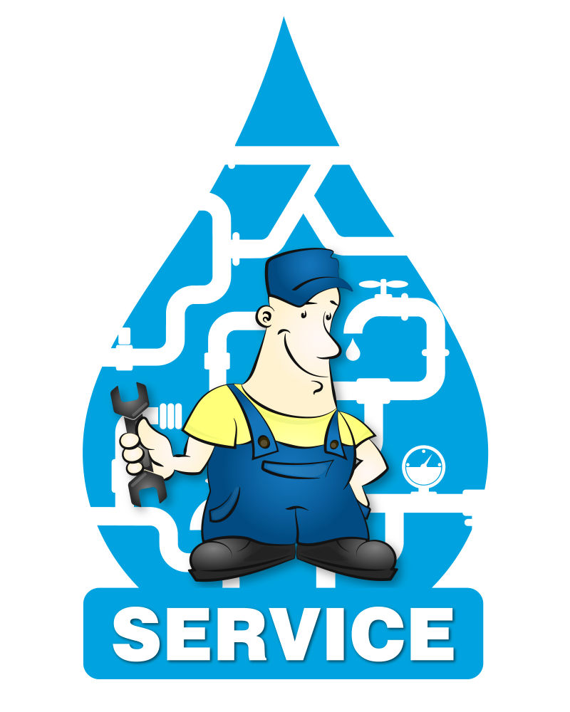 矢量拿着扳手的管道维修工插图