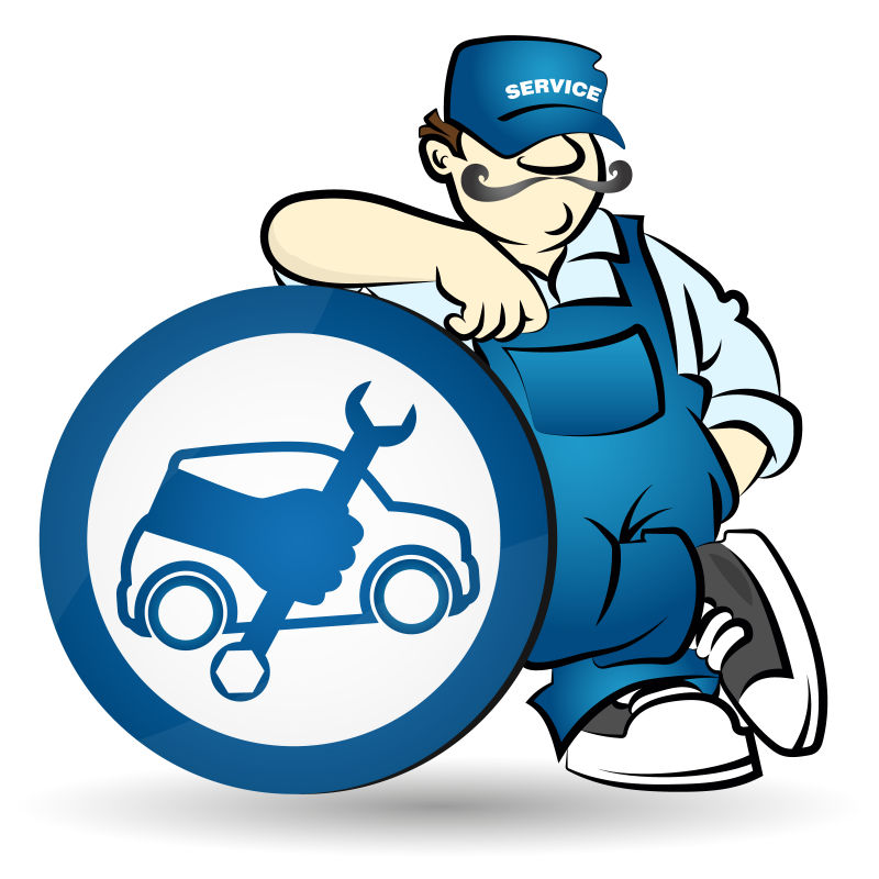 创意矢量汽车维修插图