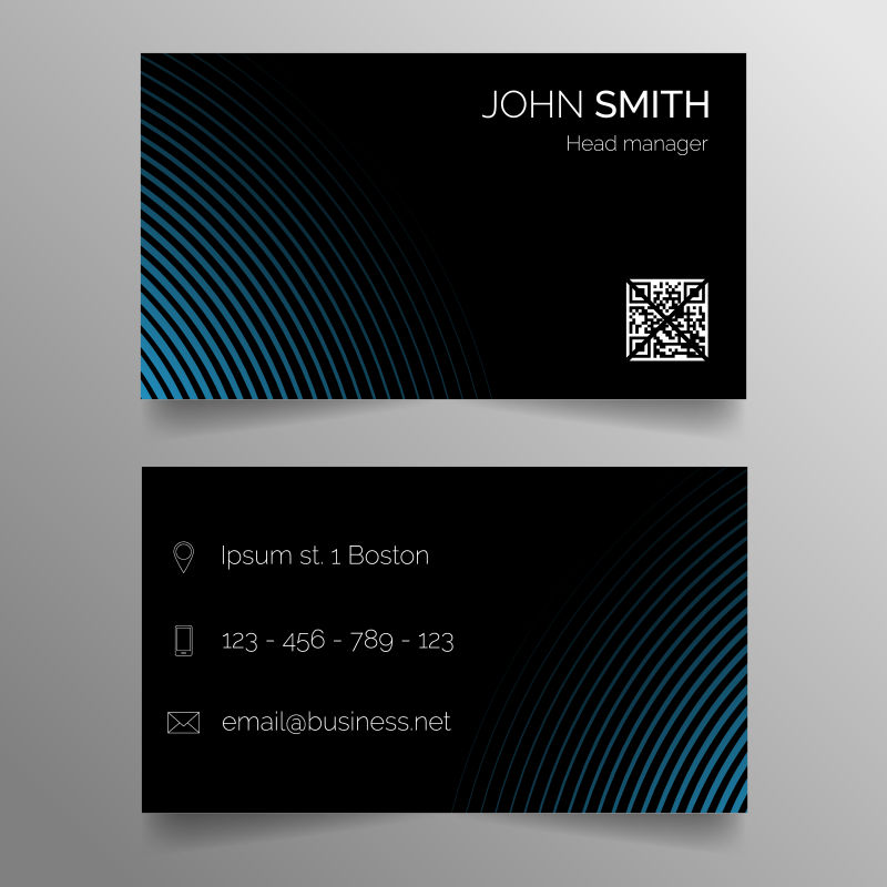 矢量抽象现代深蓝色名片设计