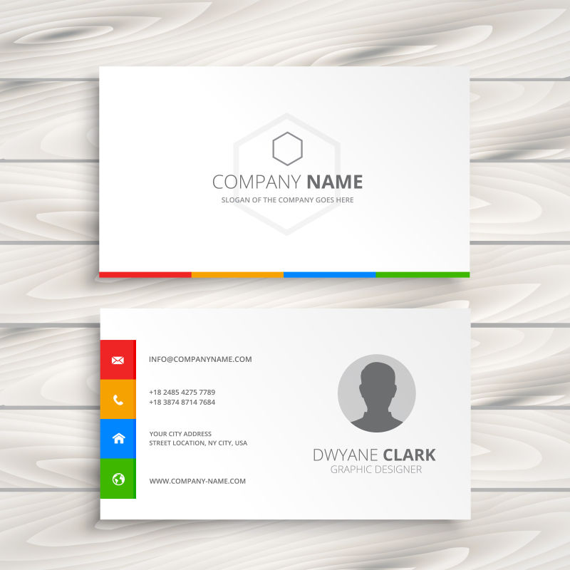 矢量四种色彩的名片设计