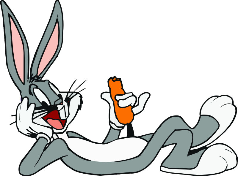 矢量卡通吃萝卜的兔子