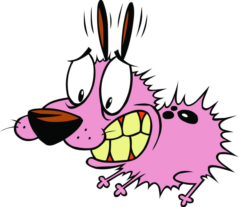 创意矢量卡通受到惊吓的粉色小狗