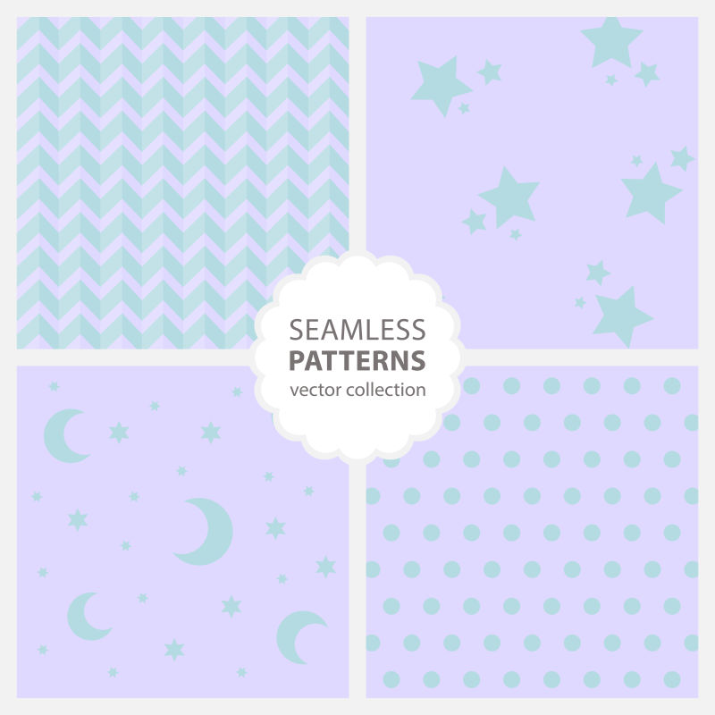 创意矢量月亮星星元素的拼贴背景