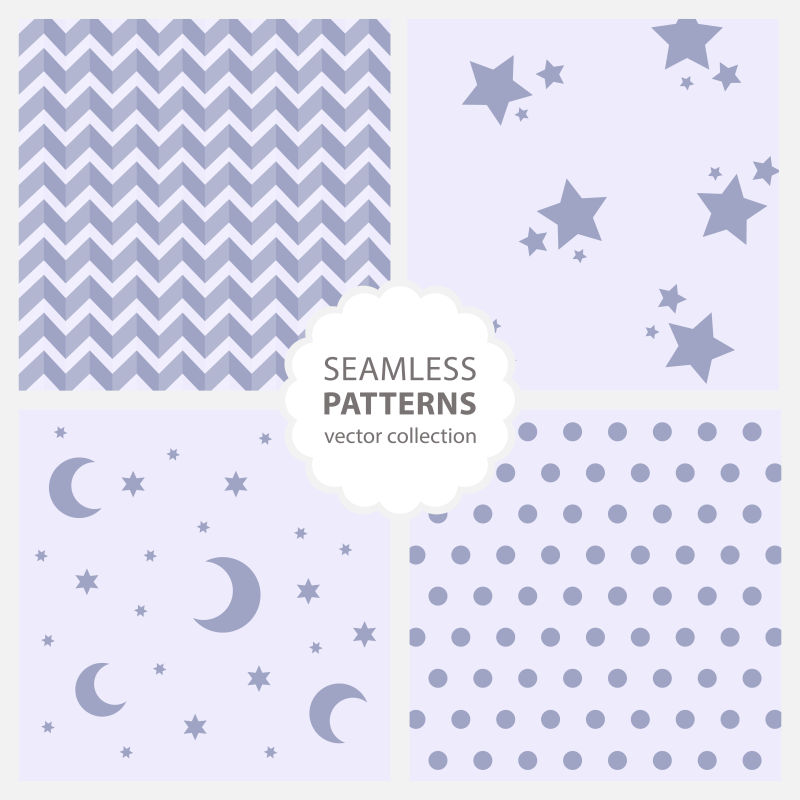 创意矢量卡通月亮和星星的现代拼贴背景