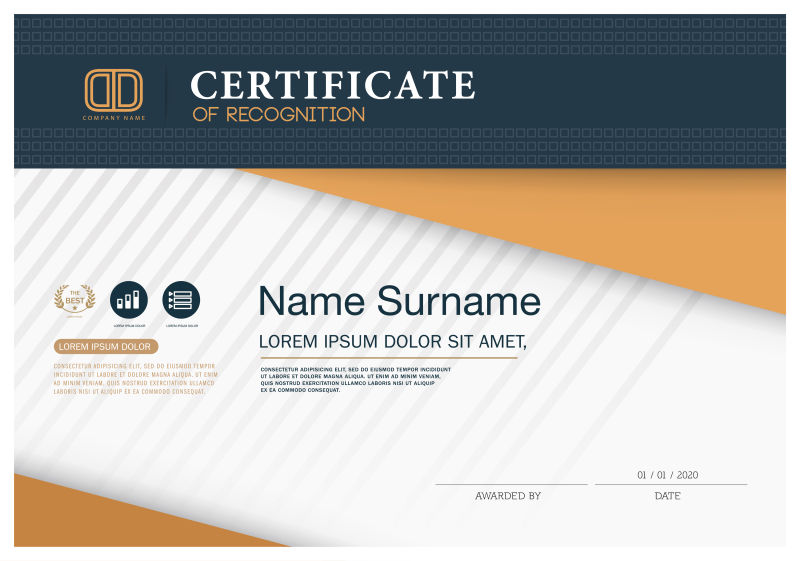 矢量的条形图案成绩证书设计