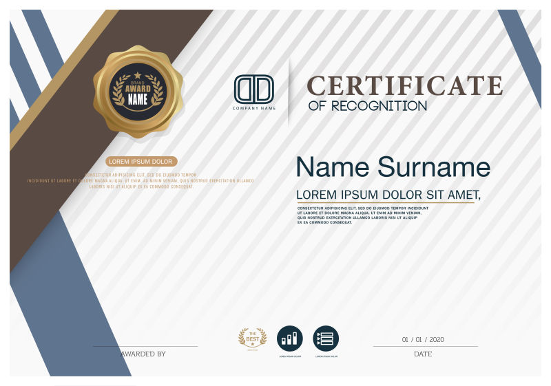 彩色条纹的成绩证书矢量设计