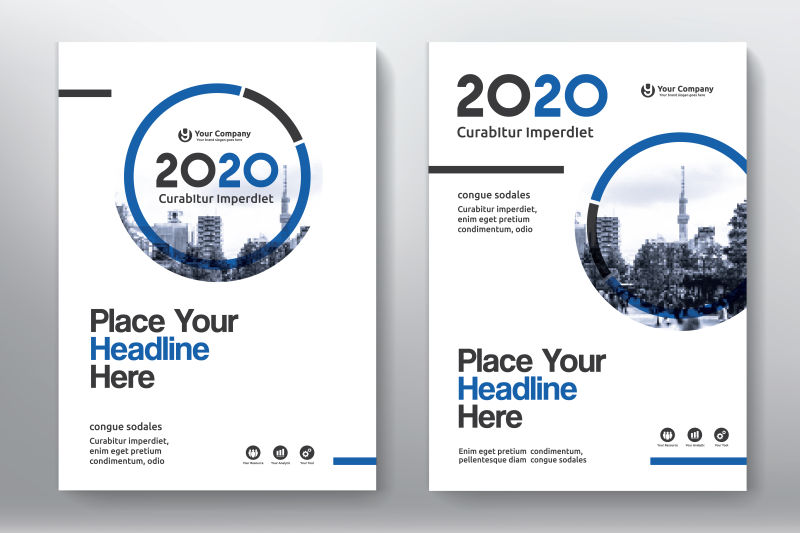 矢量蓝色圆环元素的书籍封面设计