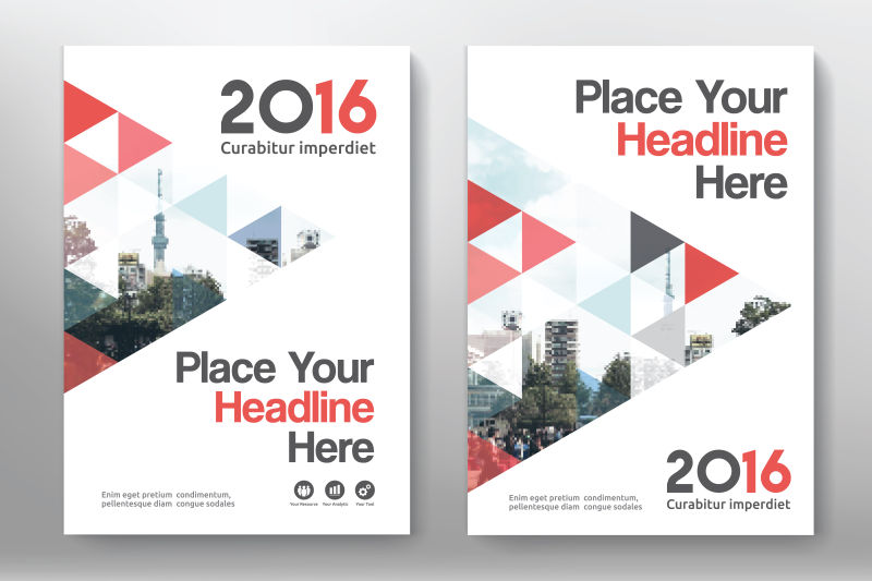 矢量红色三角形元素的书籍封面设计