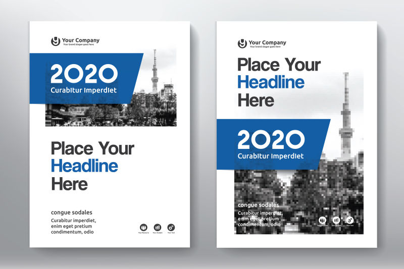 矢量蓝色版式的书籍封面设计