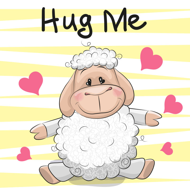 创意矢量卡通可爱的小绵羊