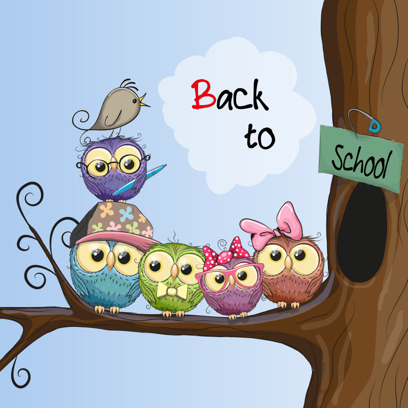 矢量树上的可爱的猫头鹰