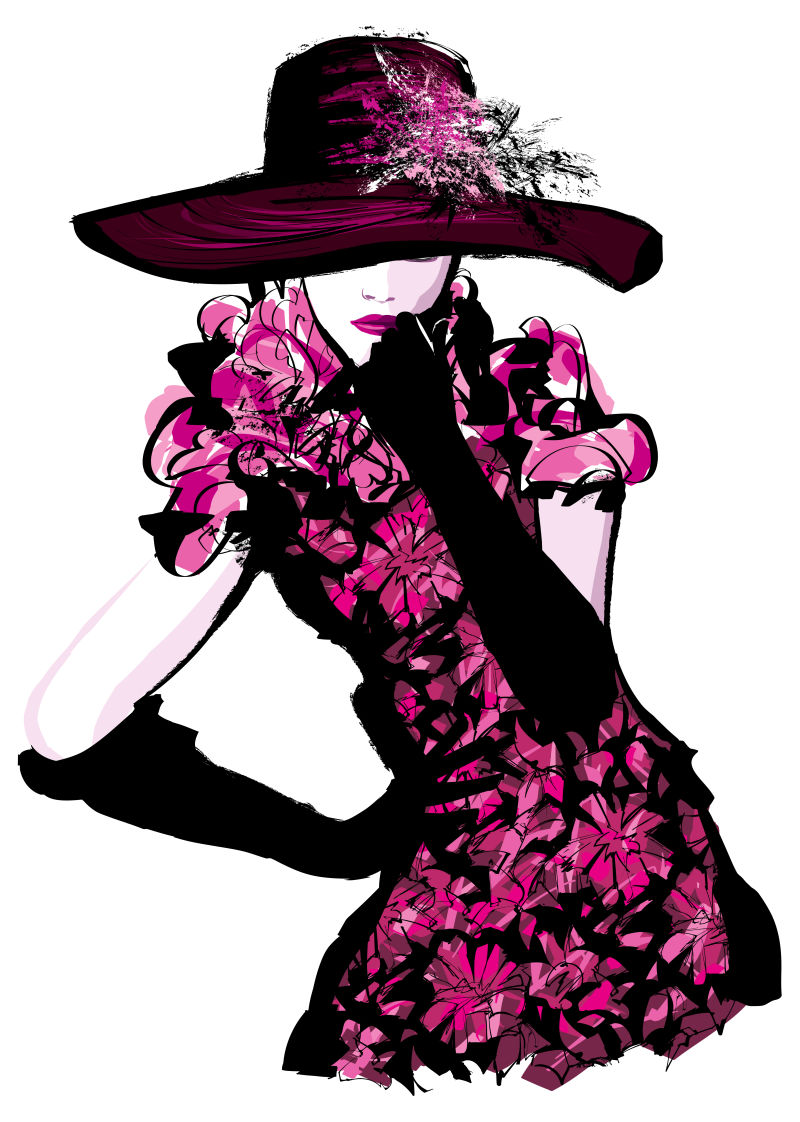 打扮时尚的性感女模特矢量插图