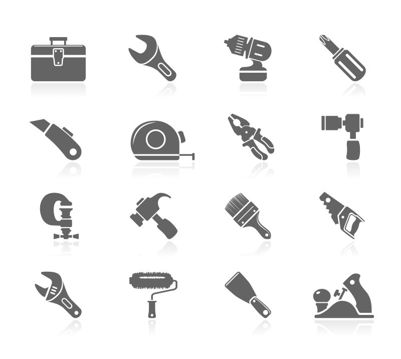 创意矢量手工装修平面图标设计