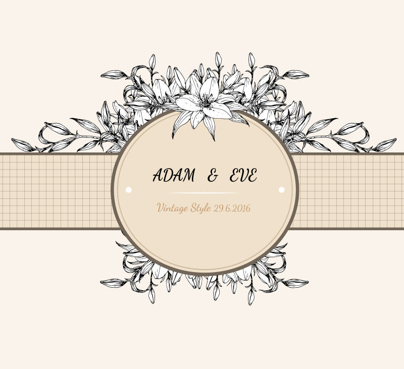 手绘茉莉花边框设计的矢量