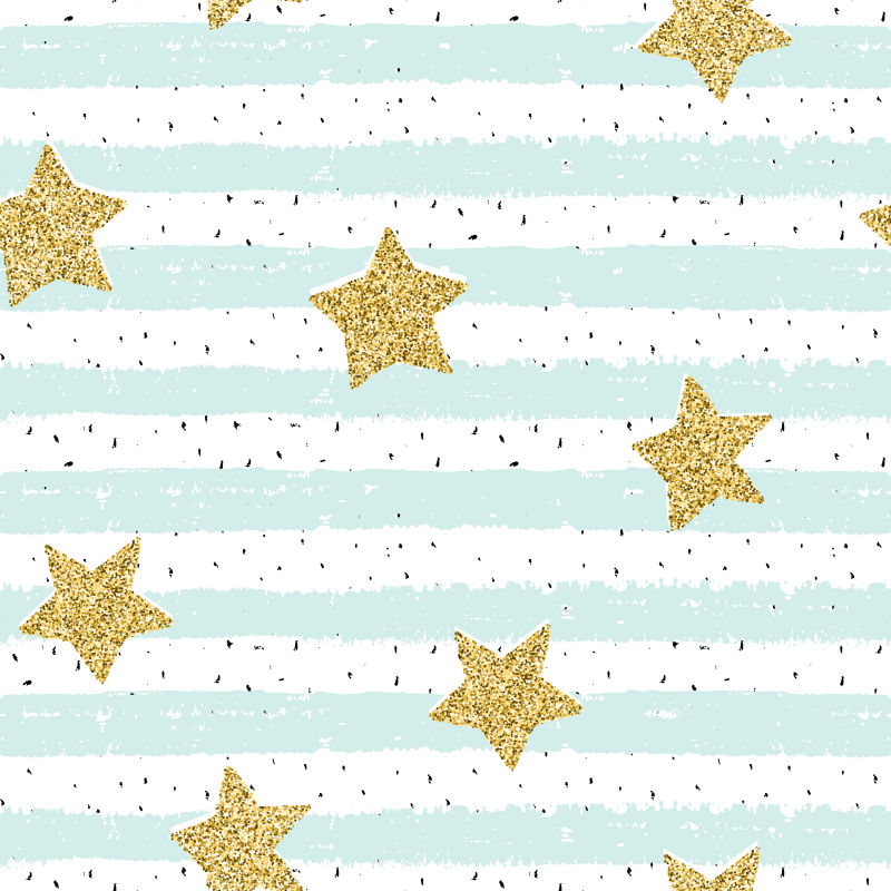 创意手绘矢量有金色星星的蓝色条纹背景