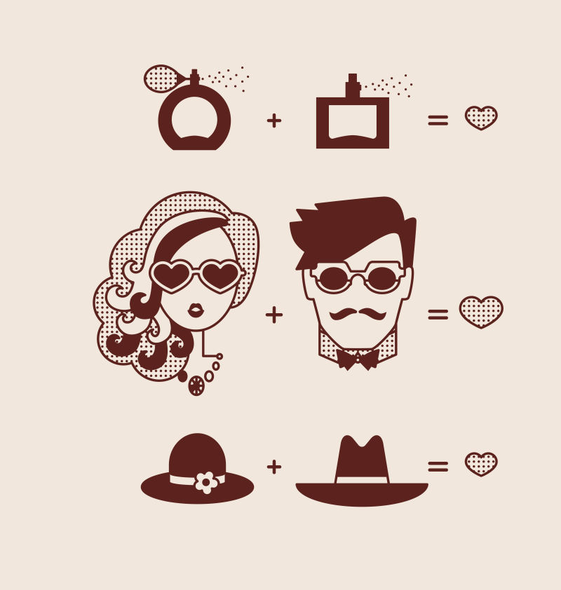 矢量的爱情相关图标设计