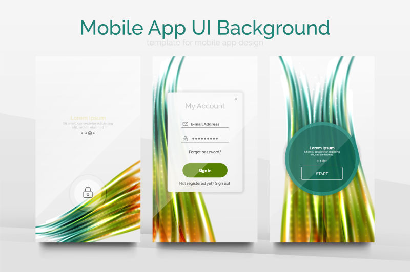 矢量条纹图案的手机界面设计
