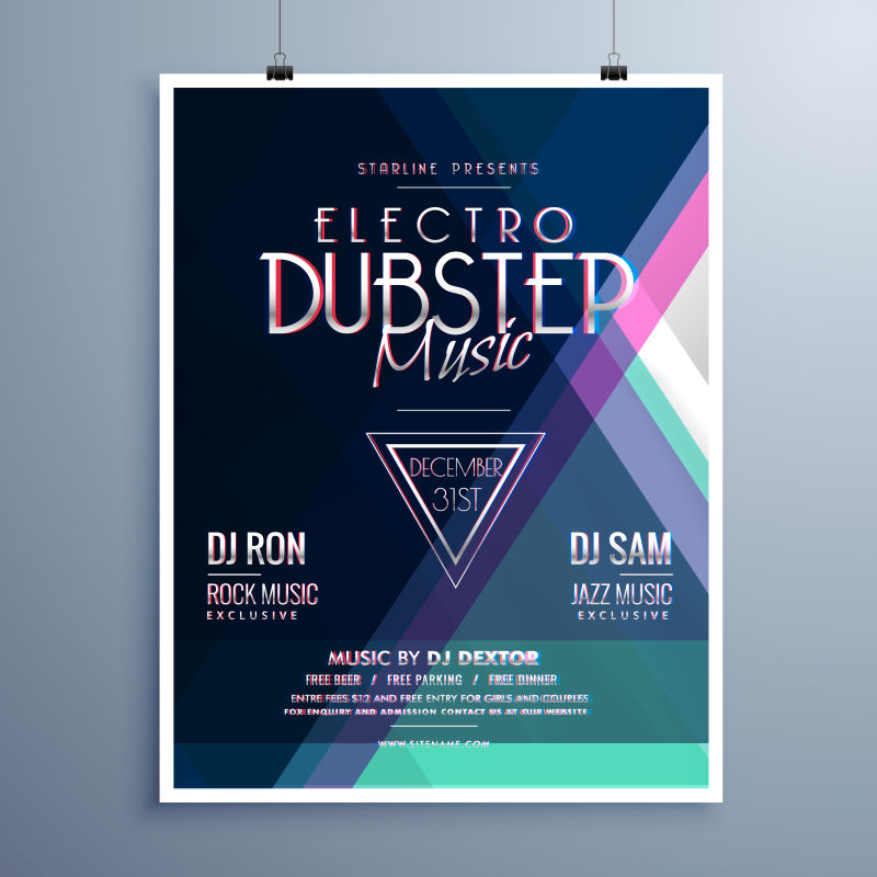 电子音乐派对传单矢量设计