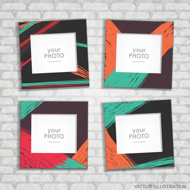 矢量彩色蜡笔纹理的相框设