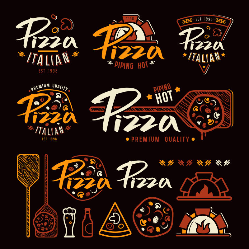 矢量的披萨标签设计