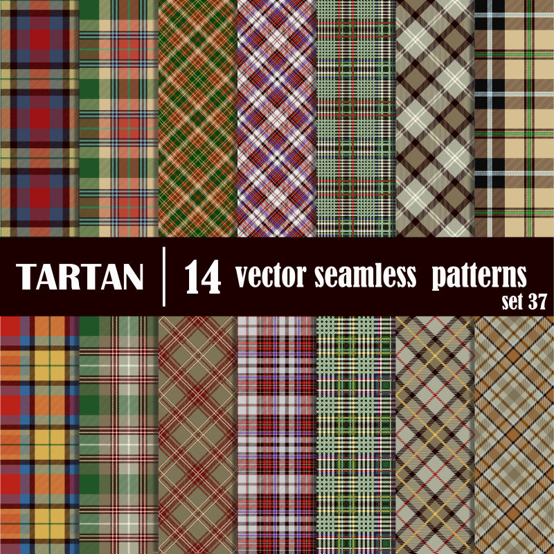 创意矢量复古彩色格子无缝图案背景