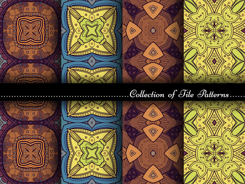 创意矢量彩色复古图案抽象无缝背景